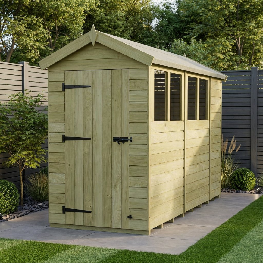 4 x 10 Apex Shed Single Door, With Windows