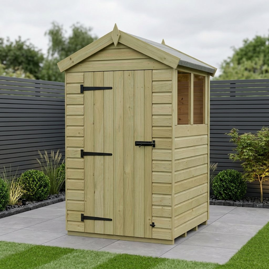 4 x 4 Apex Shed Single Door, With Windows
