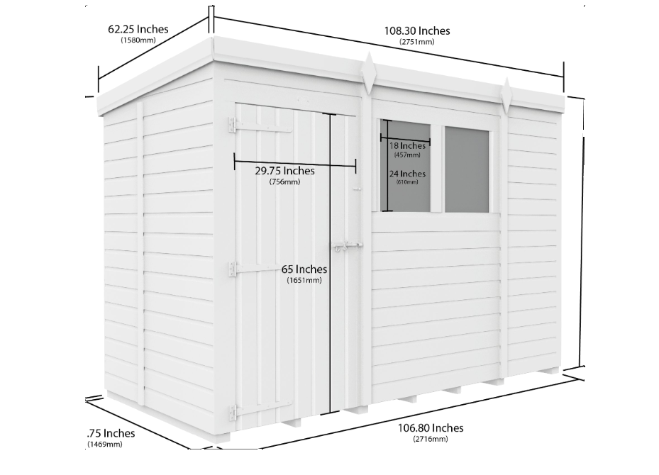 9 x 5 Security Pent Shed