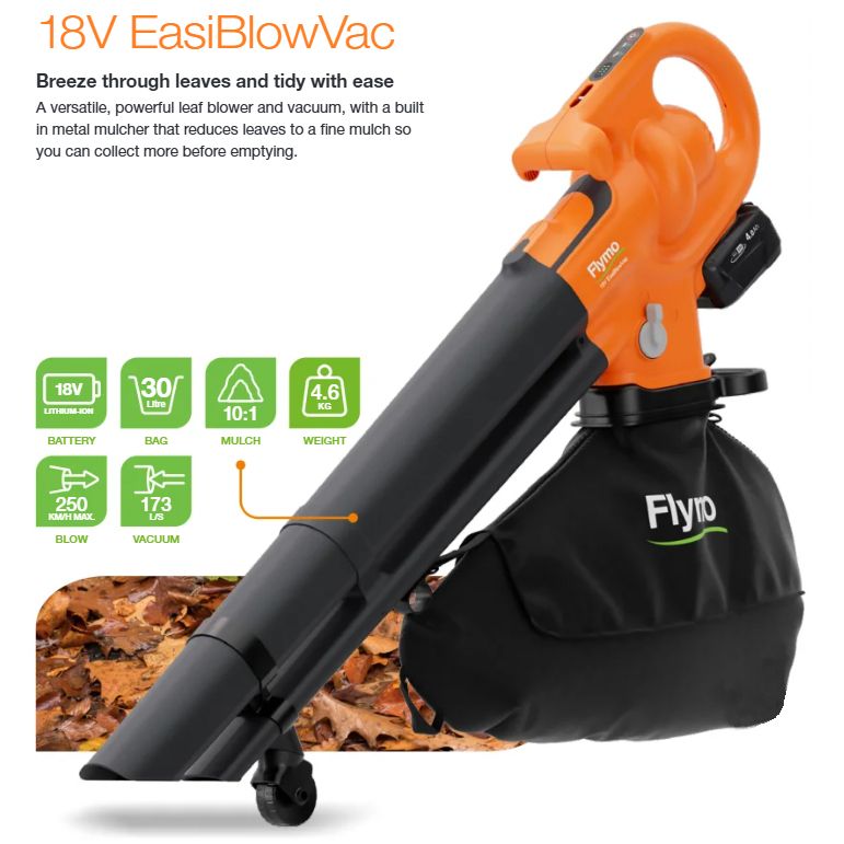 Flymo Cordless EasiBlowVac KIT 18v / 4Ah Battery K4