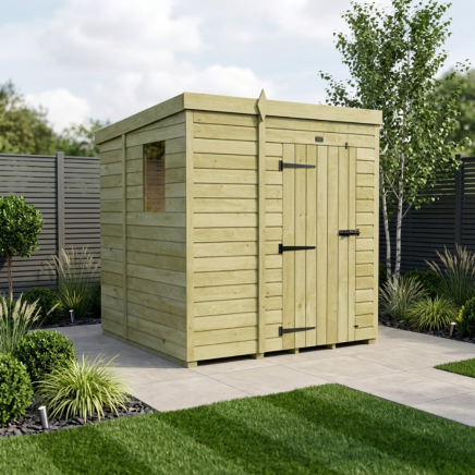 5 x 6 Pent Shed Single Door, With Windows