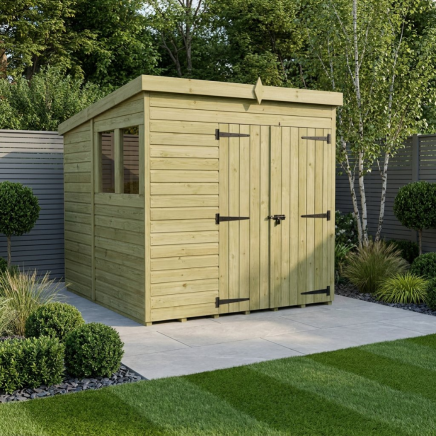 6 x 5 Pent Shed Double Door, With Windows