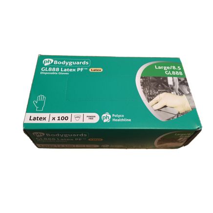 phBodyguards Non-Powdered Latex Gloves - Large - 100 pack