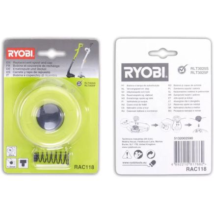 Ryobi RAC118 Spool and Line  RLT3025F, RLT3025S, RLT3525S, RLT2523 and RLT3123