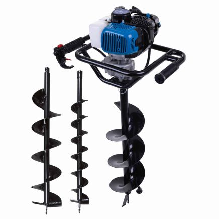 Scheppach EB2000 Earth Auger, 1.9hp Petrol Engine, 67.3Nm Torque, 800mm Drilling Depth, Variable Speed Control, 3 Drill Bits