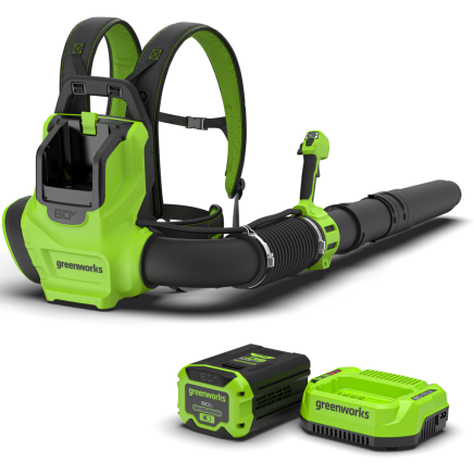 Greenworks 60v Cordless Brushless Back Pack Blower KIT -  5Ah Battery / Charger