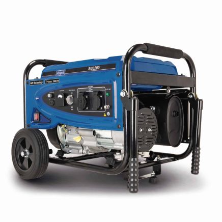 Scheppach SG3200x Portable Petrol Generator, 2800W Peak, 2500W Rated, 2x 230V Sockets, AVR System