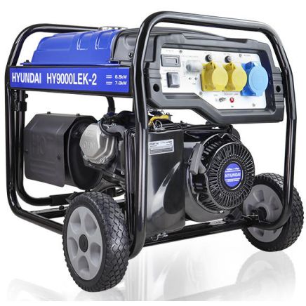 Hyundai 7kW / 8.75kVA Petrol Open Frame Site Generator / Electric Start / Wheel Kit