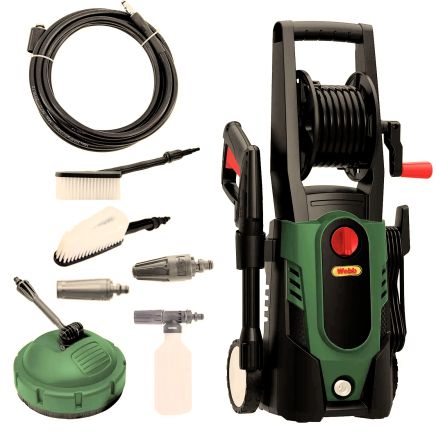 Webb 1500w 120 Bar Electric Pressure Washer inc Brush, Hose Reel, Foam Sprayer, Patio Cleaner
